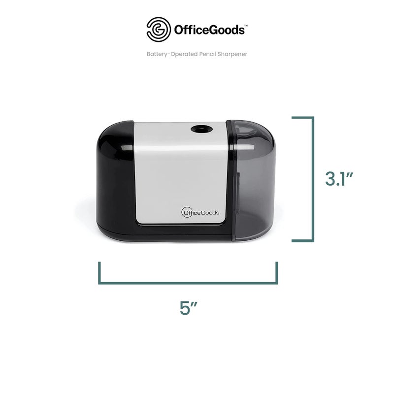 OfficeGoods Mini-Pro Electric Pencil Sharpener - Cordless Portable Sharpener - Battery Operated - Compact & Powerful for Home, Office & School - Black - Image 4